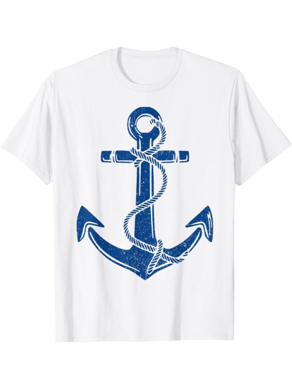 Vintage Distressed Nautical Anchor Graphic Tee | Grungy Navy Blue Art Shirt